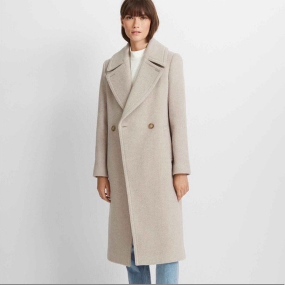 NWT Club Monaco Daylina Almond Beige Wool Coat Size Large Long Wool Coat - Picture 1 of 9
